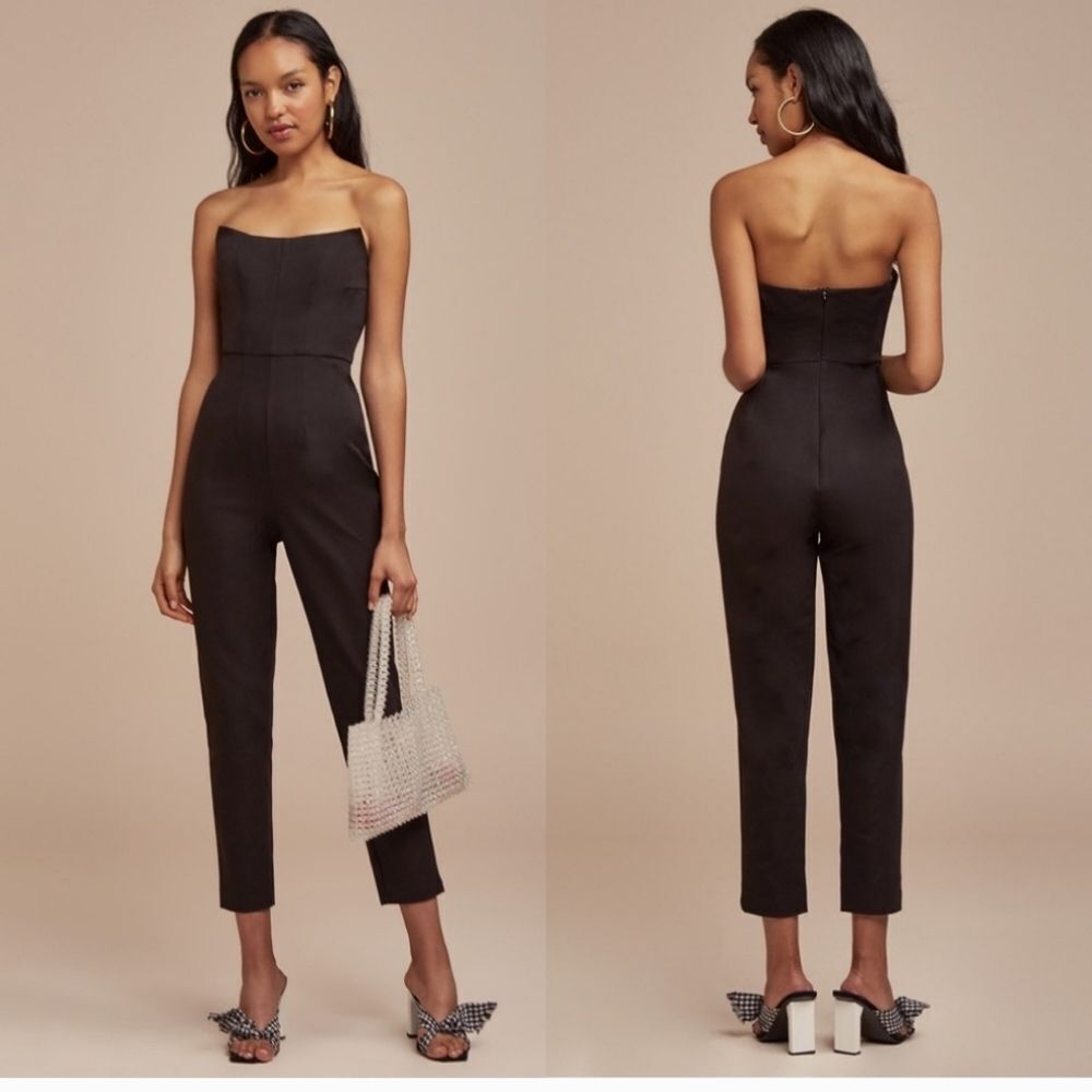 Finders Keepers Naomi Strapless Jumpsuit Black Sz L/ 8